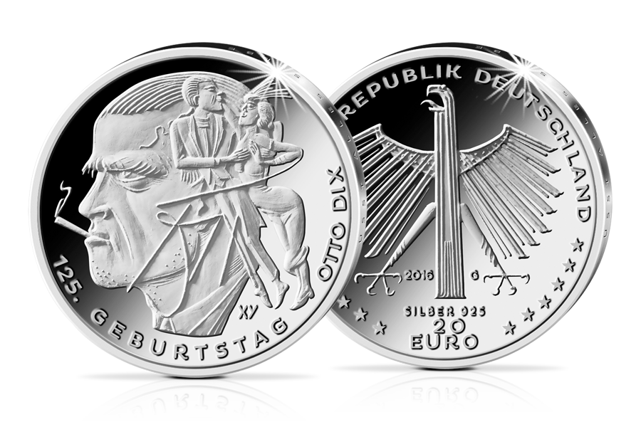 20-Euro-Münze 125. Geburtstag Otto Dix in PP