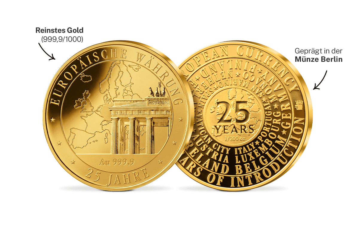Gold-Gedenkprägung 25 Jahre Euro-Währung - Deutschland